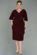 Миди Вечернее Платье Большого Размера Бордовый ABK1625