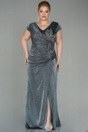 Длинное Свободное Вечернее Платье Черный-Серебряный ABU2862