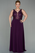 Длинное Шифоновое Вечернее Платье Пурпурный ABU2871