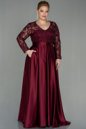 Большое Атласное Платье Бордовый ABU2872