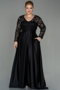 Большое Атласное Платье Черный ABU2872