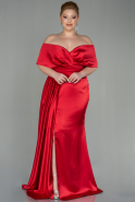 Большое Атласное Платье красный ABU2873