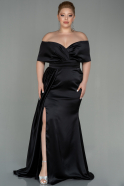 Большое Атласное Платье Черный ABU2873