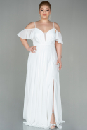 Длинное Шифоновое Вечернее Платье Белый ABU2875