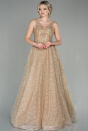 Длинное Вечернее Платье Золотой ABU2880