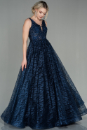 Длинное Вечернее Платье Темно-синий ABU2880