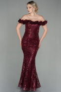 Длинное Вечернее Платье Бордовый ABU2881