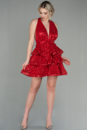 Короткое Платье С Чешуей красный ABK1630