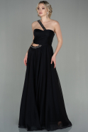 Длинное Шифоновое Вечернее Платье Черный ABU2887