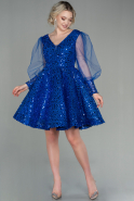 Короткое Вечернее Платье Со Чешуей Ярко-синий ABK1631