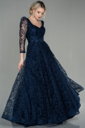 Длинное Вечернее Платье Темно-синий ABU2840