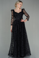 Длинное Вечернее Платье Черный ABU2840