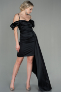 Короткое Атласное Платье Черный ABK1632