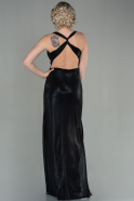 Длинное Вечернее Платье Из Гипсовой Ткани Черный ABU2900