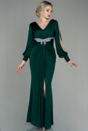 Длинное Вечернее Платье Изумрудно-зеленый ABU2901