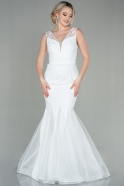 Длинное Вечернее Платье Русалка Белый ABU2269