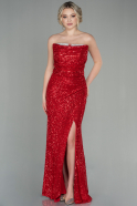 Длинное Чешуйчатое Вечернее Платье красный ABU2892