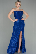 Длинное Чешуйчатое Вечернее Платье Ярко-синий ABU2892