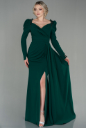Длинное Вечернее Платье Изумрудно-зеленый ABU2895