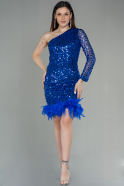 Короткое Платье С Чешуей Ярко-синий ABK1639