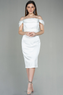 Короткое Сатиновое Ночное Платье Белый ABK1640