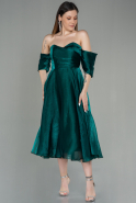 Миди Вечернее Платье Изумрудно-зеленый ABK1850