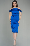 Короткое Сатиновое Ночное Платье Ярко-синий ABK1640