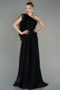 Длинное Шифоновое Вечернее Платье Черный ABU3819