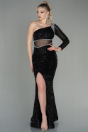 Длинное Чешуйчатое Вечернее Платье Черный ABU2907