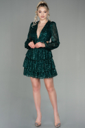 Короткое Платье С Чешуей Изумрудно-зеленый ABK1644