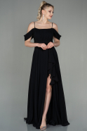 Длинное Шифоновое Вечернее Платье Черный ABU2914