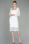 Длинное Кружевное Пригласительное Платье Белый ABU2915