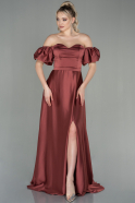 Длинное Атласное Выпускное Платье Цвет корицы ABU2917