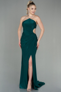 Длинное Вечернее Платье Изумрудно-зеленый ABU2889