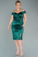 Миди Вечернее Платье Из Сатина Для Полных Изумрудно-зеленый ABK1493