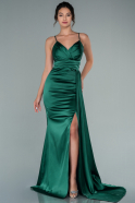 Длинное Атласное Платье Для Помолвки Изумрудно-зеленый ABU2495