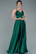 Длинное Атласное Выпускное Платье Изумрудно-зеленый ABU2375