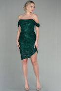 Короткое Платье С Чешуей Изумрудно-зеленый ABK1602