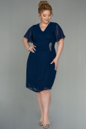 Большое Миди Шифоновое Платье Темно-синий ABK1660