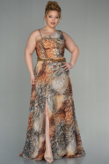 Длинное Шифоновое Вечернее Платье принт-леопардовый ABU2924