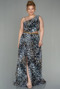 Длинное Шифоновое Вечернее Платье Леопардовый ABU2924