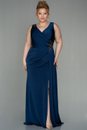 Длинное Платье Большого Размера Темно-синий ABU2927