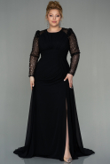 Большое Шифоновое Вечернее Платье Черный ABU2921