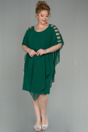 Большое Короткое Шифоновое Платье Изумрудно-зеленый ABK1627
