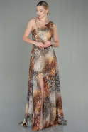 Длинное Шифоновое Вечернее Платье принт-леопардовый ABU2936