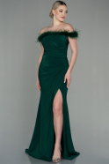 Длинное Вечернее Платье Русалка Изумрудно-зеленый ABU2941
