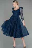 Миди Пригласительное Платье Темно-синий ABK1668
