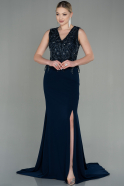 Длинное Вечернее Платье Темно-синий ABU2950