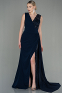 Длинное Вечернее Платье Из Кружева Темно-синий ABU2951