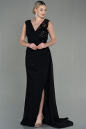 Длинное Вечернее Платье Из Кружева Черный ABU2951
